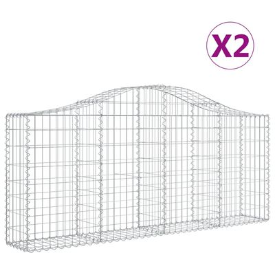 vidaXL Kosze gabionowe, 2 szt, 200x30x80/100 cm, galwanizowane żelazo