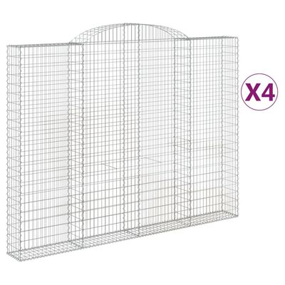 vidaXL Kosze gabionowe, 4 szt, 300x30x220/240 cm, galwanizowane żelazo