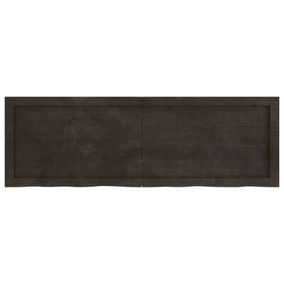 vidaXL Blat stołu, ciemnobrązowy, 120x40x(2-4) cm, lite drewno dębowe