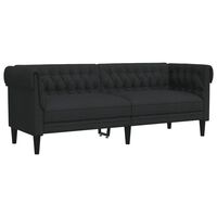 vidaXL Sofa Chesterfield, trzyosobowa, czarna, obita tkaniną