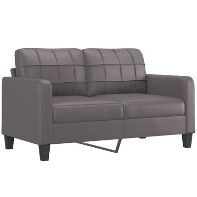 vidaXL 2-osobowa sofa, szary, 140 cm, sztuczna skóra