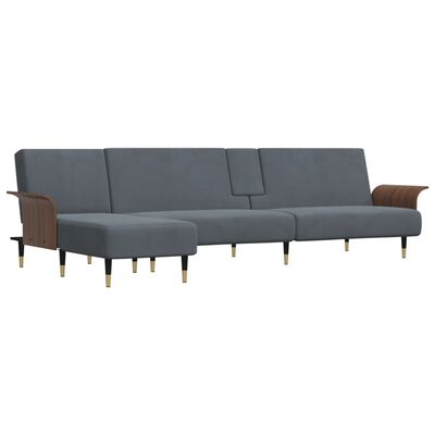 vidaXL Sofa rozkładana L, ciemnoszara, 279x140x70 cm, aksamit