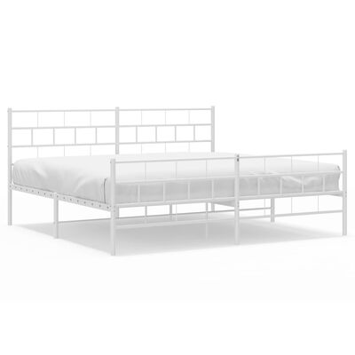 vidaXL Metalowa rama łóżka z wezgłowiem i zanóżkiem, biała, 193x203 cm