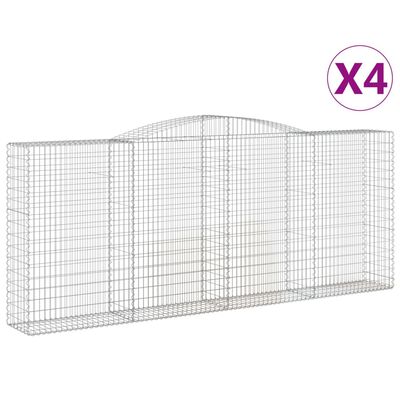 vidaXL Kosze gabionowe, 4 szt, 400x50x160/180 cm, galwanizowane żelazo