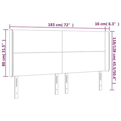 vidaXL Zagłówek do łóżka z LED ciemnobrązowy 183x16x118/128 cm tkanina