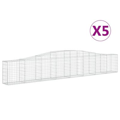 vidaXL Kosze gabionowe, 5 szt, 400x30x60/80 cm, galwanizowane żelazo