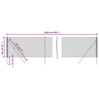 vidaXL Ogrodzenie z siatki, zielone, 0,8x25 m