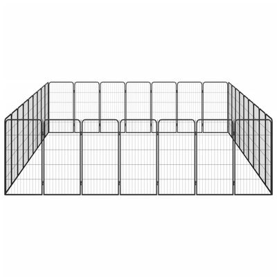vidaXL Kojec dla psa, 32 paneli, czarny, 50x100 cm, stal