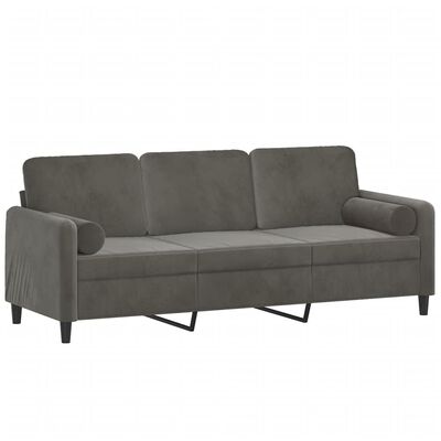 vidaXL 3-osobowa sofa z poduszkami, ciemnoszara, 180 cm, aksamit