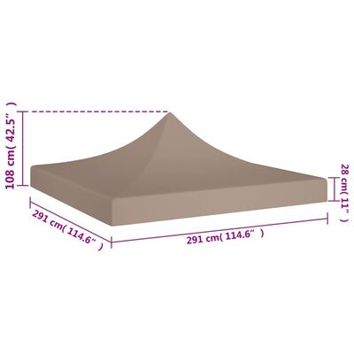 vidaXL Dach namiotu imprezowego, 3 x 3 m, kolor taupe, 270 g/m²