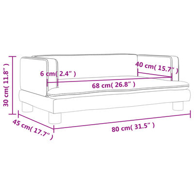 vidaXL Sofa dla dzieci, szara, 80x45x30 cm, sztuczna skóra