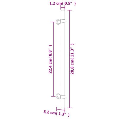 vidaXL Uchwyty do szafek, 20 szt., czarne, 224 mm, stal nierdzewna