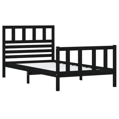 vidaXL Rama łóżka, czarna, lite drewno, 90x200 cm