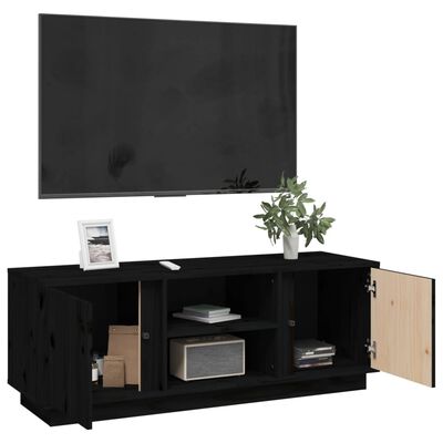 vidaXL Szafka pod TV, czarna, 110x35x40,5 cm, lite drewno sosnowe