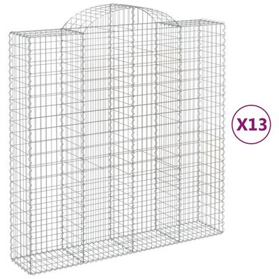 vidaXL Kosze gabionowe, 13 szt, 200x50x200/220cm, galwanizowane żelazo