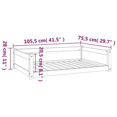 vidaXL Legowisko dla psa, 105,5x75,5x28 cm, lite drewno sosnowe