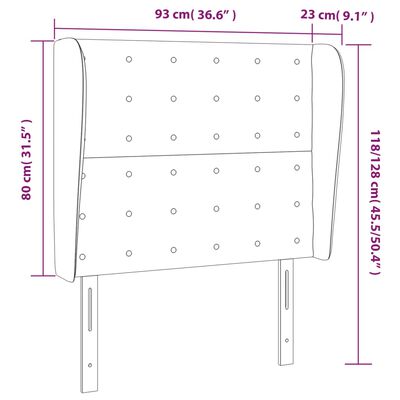 vidaXL Zagłówek uszak, biały, 93x23x118/128 cm, sztuczna skóra