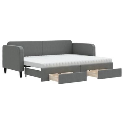 vidaXL Sofa rozsuwana z szufladami, ciemnoszara, 80x200 cm, tkanina