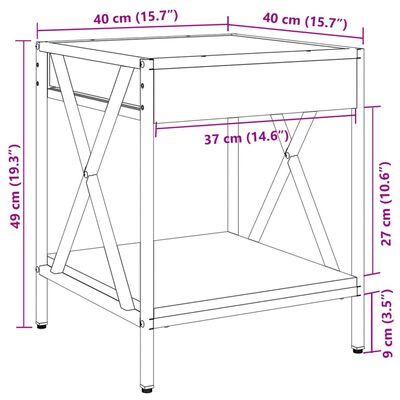 vidaXL Stolik kawowy z LED Infinity, czarny, 40x40x49 cm