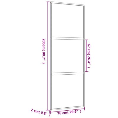 vidaXL Drzwi przesuwne, złote, 76x205 cm, przezroczyste szkło ESG