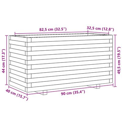 vidaXL Donica ogrodowa, 90x40x49,5 cm, lite drewno sosnowe