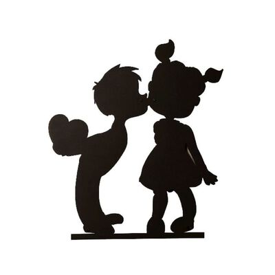 Homemania Dekoracja ścienna Kiss, 45x50 cm, stalowa, czarna