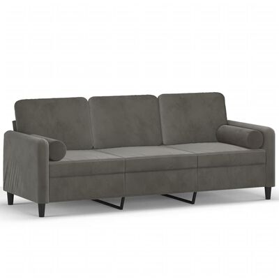 vidaXL 3-osobowa sofa z poduszkami, ciemnoszara, 180 cm, aksamit