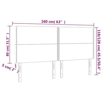 vidaXL Zagłówek do łóżka z LED, zielony, 160x5x118/128 cm, tkanina