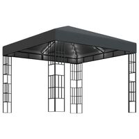 vidaXL Altana ze sznurem lampek LED, 3x3 m, antracytowa