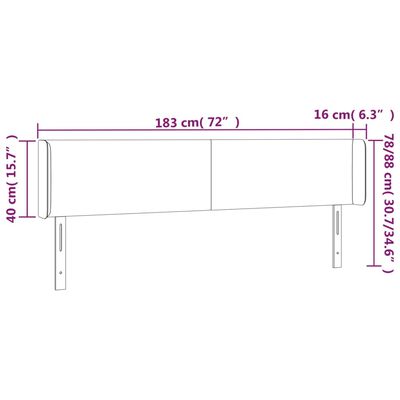 vidaXL Zagłówek do łóżka z LED, cappuccino, 183x16x78/88 cm, ekoskóra