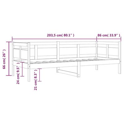 vidaXL Łóżko dzienne, szare, lite drewno sosnowe, 80x200 cm