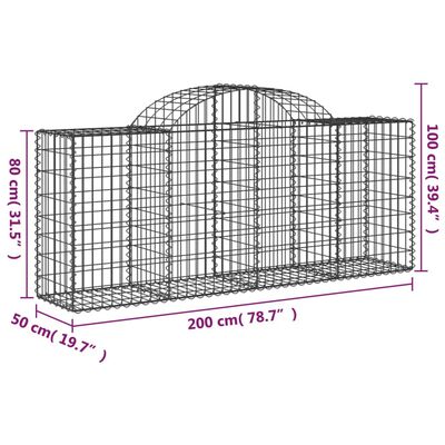 vidaXL Kosze gabionowe, 10 szt, 200x50x80/100 cm, galwanizowane żelazo