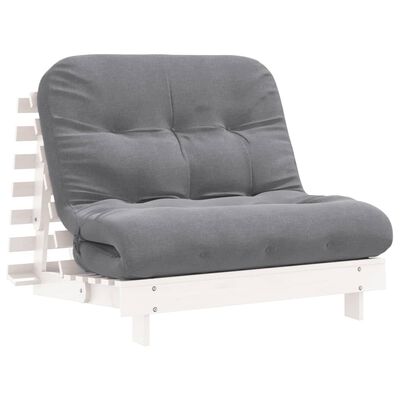 vidaXL Sofa rozkładana typu futon, z materacem, biała, 100x206x11 cm