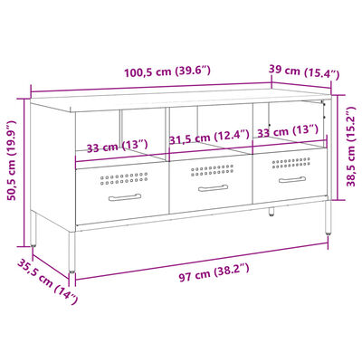 vidaXL Szafka pod telewizor, różowa, 100,5x39x50,5 cm, stalowa