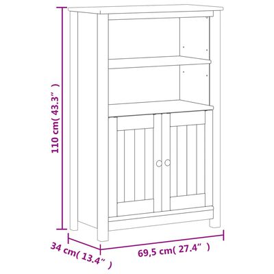 vidaXL Szafka łazienkowa BERG, biała, 69,5x34x110 cm, drewno sosnowe