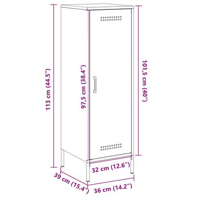 vidaXL Szafka, oliwkowa, 36x39x113 cm, stal