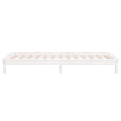 vidaXL Rama łóżka z LED, biała, 100x200 cm, lite drewno