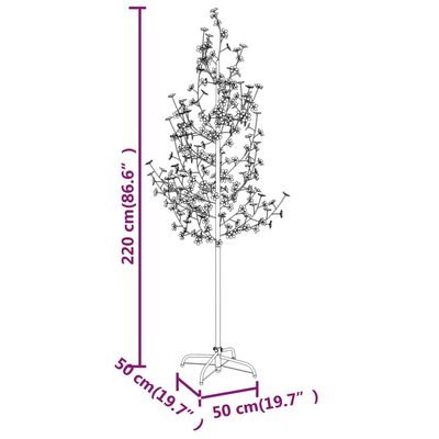 vidaXL Drzewko wiśniowe, 220 LED, ciepła biel, 220 cm