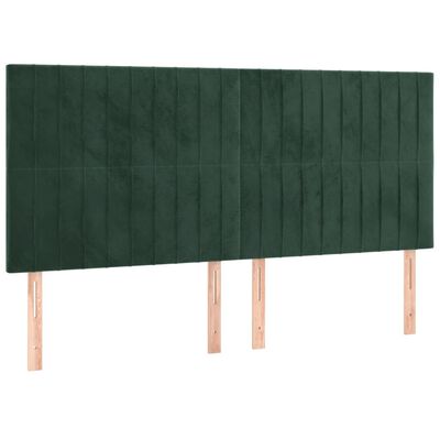 vidaXL Zagłówek do łóżka z LED, ciemnozielony, 180x5x118/128 cm