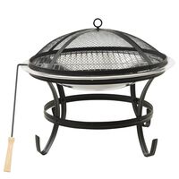 vidaXL Palenisko i grill 2-w-1, z pogrzebaczem, 56x56x49 cm, stal