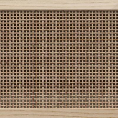 vidaXL Stolik pod TV, biały, 105x30x40 cm, drewno sosnowe i rattan