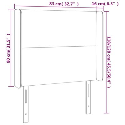 vidaXL Zagłówek do łóżka z LED, czarny 83x16x118/128 cm sztuczna skóra