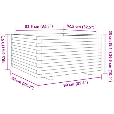 vidaXL Donica ogrodowa, 90x90x49,5 cm, impregnowane drewno sosnowe