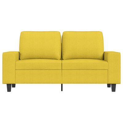 vidaXL Sofa 2-osobowa, jasnożółta, 120 cm, tapicerowana tkaniną