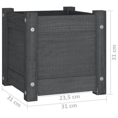 vidaXL Donice ogrodowe, 2 szt., szare, 31x31x31 cm, sosnowe