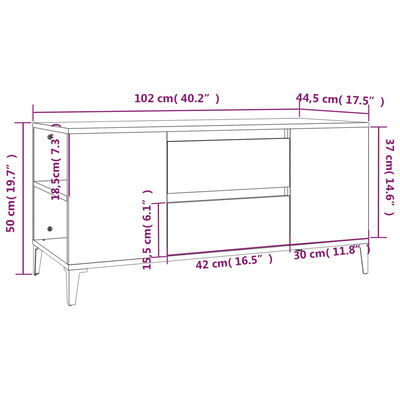 vidaXL Szafka pod TV, przydymiony dąb, 102x44,5x50 cm