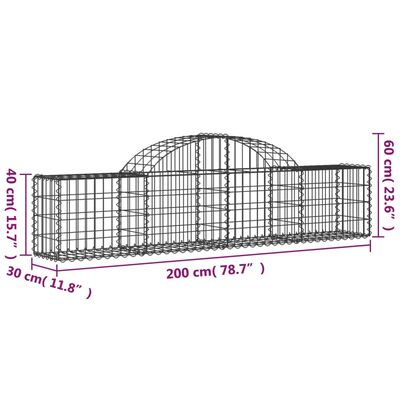 vidaXL Kosze gabionowe, 25 szt, 200x30x40/60 cm, galwanizowane żelazo