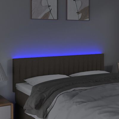 vidaXL Zagłówek do łóżka z LED, taupe, 144x5x78/88 cm, tkanina