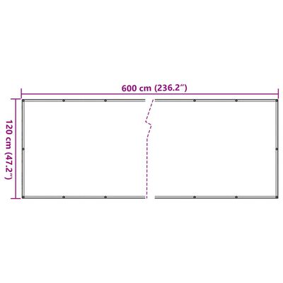 vidaXL Osłona balkonowa, antracytowa, 600x120 cm, PVC