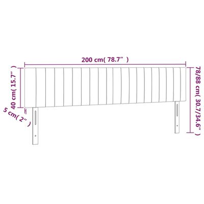 vidaXL Zagłówek do łóżka z LED, ciemnoszary, 200x5x78/88 cm, tkanina